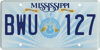 MS license plate BWU127