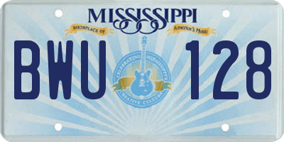 MS license plate BWU128