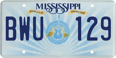 MS license plate BWU129