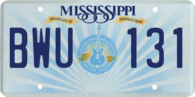 MS license plate BWU131