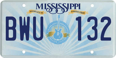 MS license plate BWU132
