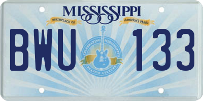 MS license plate BWU133