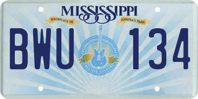 MS license plate BWU134