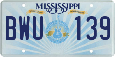 MS license plate BWU139