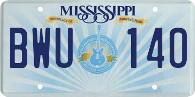 MS license plate BWU140