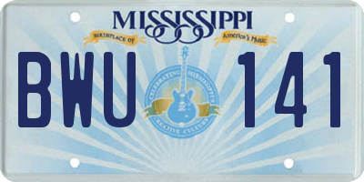 MS license plate BWU141