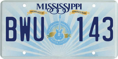 MS license plate BWU143