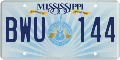 MS license plate BWU144