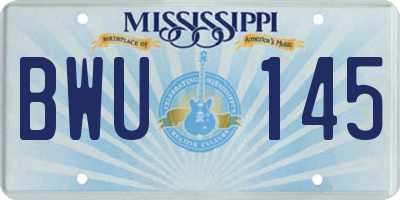 MS license plate BWU145