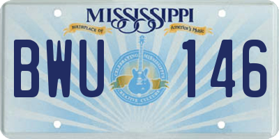 MS license plate BWU146