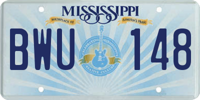 MS license plate BWU148