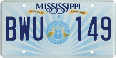 MS license plate BWU149