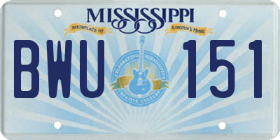 MS license plate BWU151