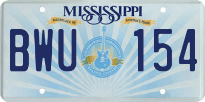 MS license plate BWU154
