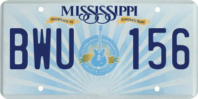 MS license plate BWU156