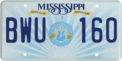 MS license plate BWU160