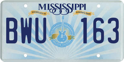 MS license plate BWU163