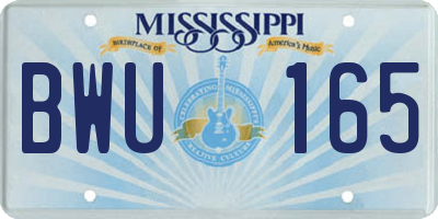 MS license plate BWU165