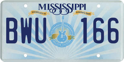 MS license plate BWU166