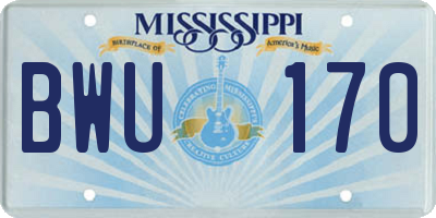 MS license plate BWU170