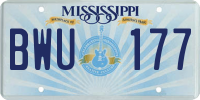 MS license plate BWU177