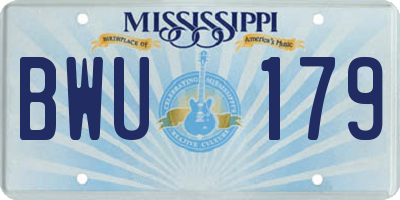 MS license plate BWU179