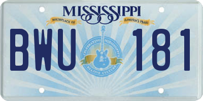MS license plate BWU181