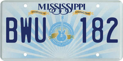 MS license plate BWU182