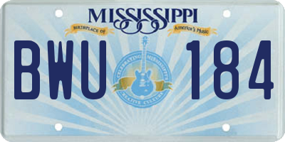 MS license plate BWU184
