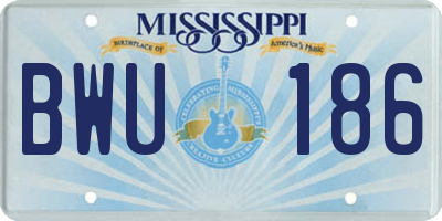 MS license plate BWU186