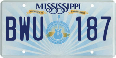 MS license plate BWU187