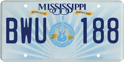 MS license plate BWU188