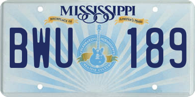 MS license plate BWU189