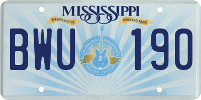 MS license plate BWU190