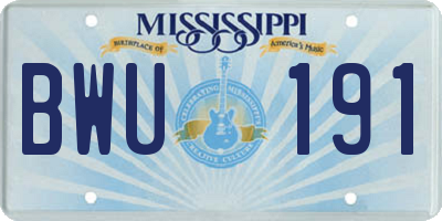 MS license plate BWU191