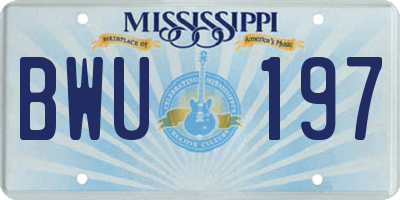 MS license plate BWU197