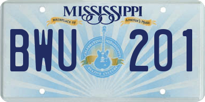 MS license plate BWU201