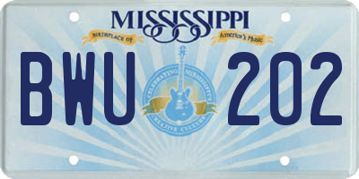MS license plate BWU202