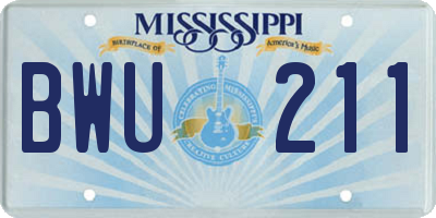 MS license plate BWU211