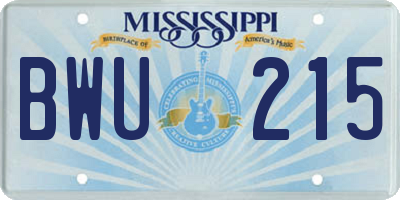 MS license plate BWU215