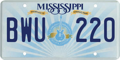 MS license plate BWU220