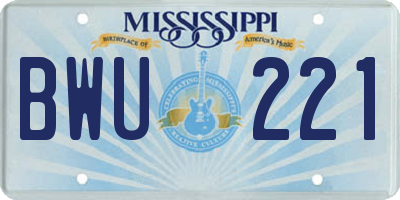MS license plate BWU221