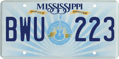 MS license plate BWU223
