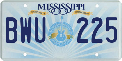 MS license plate BWU225