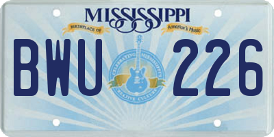 MS license plate BWU226
