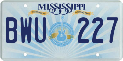 MS license plate BWU227