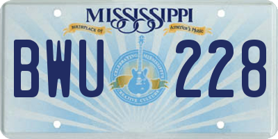 MS license plate BWU228