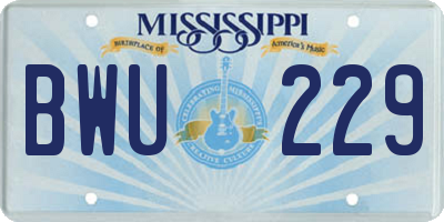 MS license plate BWU229