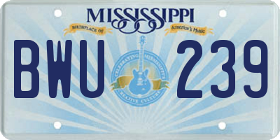 MS license plate BWU239