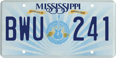 MS license plate BWU241